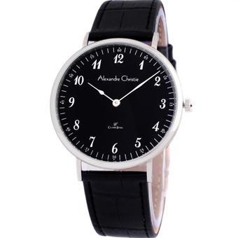 Alexandre Christie - Jam Tangan Pria - Tali Kulit- 8479 Hitam  