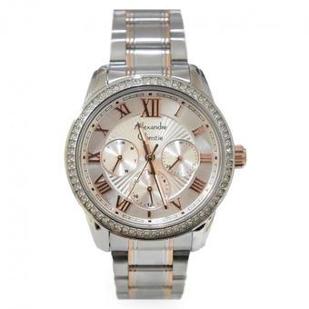 Alexandre Christie Jam Tangan Wanita - 2530 - AC 2530 - Silver Rose Kombinasi - Stainless Steel - Anti Air - Fashion  