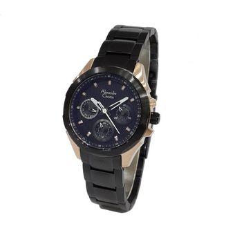 Alexandre Christie - Jam Tangan Wanita - Hitam-Rosegold - Strap Stainless Steel  