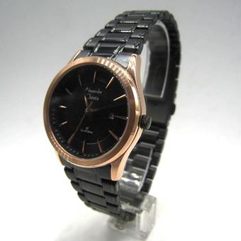 Alexandre Christie - Jam Tangan Wanita - Rosegold-Hitam - Stainless Steel - 8477  