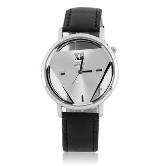 Allwin Cool Fashion PU Leather Band Stainless Steel Analog Quartz Mens Wrist Watch (Black)  