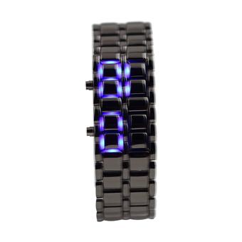 Allwin Luxury Gentle Man Men's Blue LED Lava Style Gift Iron Samurai Metal Watch (Black)  