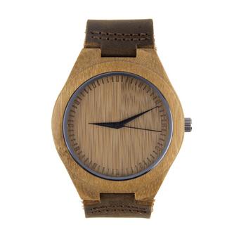 Allwin Luxury Men's Women's Bamboo Wood Watch Quartz PU Leather Wristwatches  