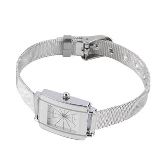 Allwin New Fashion Women Men Lovers Mesh Band Square Dial Quartz Analog Wrist Watch White (Intl)  