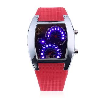 Allwin Sports RPM Turbo Flash LED Sports Car Meter Dial Mens Wristwatch (Red)  