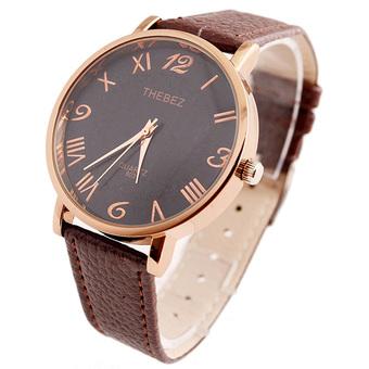 Arabic and Roman Numbers Design Men’s Quarts Movement 803-3 Watch Wristwatch with Leather Band- Intl  