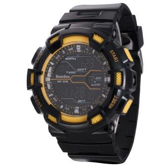 BESTDON BD5517G Men's Fashionable Waterproof Electronic Wrist Watch with LED ?Black+Yellow(1*2025) (Intl)  