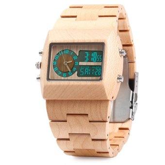 BEWELL ZS-W021A Bamboo Wooden Men Quartz Watch with Double Movement Luminous Display - Intl  