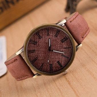 BUYINCOINS Men Women Fashion Leather Analog Casual Cowboy Vintage Quartz Wrist Watch (Intl)  