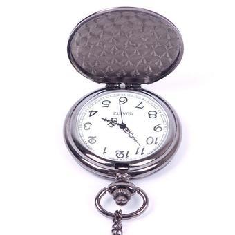 BUYINCOINS New Classic Smooth Black Full-Hunter White Dial Vintage Steel Man Pocket Watch  