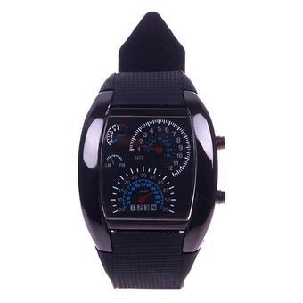 BUYINCOINS RPM Turbo Flash White-Blue LED Light Car Meter Watch Men's Wristwatch  