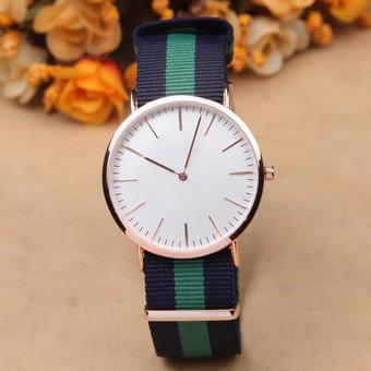 BUYINCOINS Watch Women Men Leather Nylon Strap Rosegold (Multicolor) (Intl)  