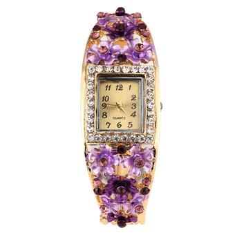 Bangle Watches 5 Colors Crystal Flower Bracelet Dress Quartz Watch NO.4 (Intl)  