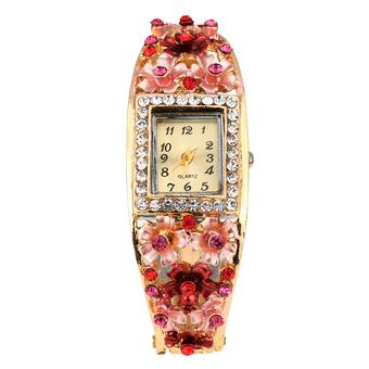 Bangle Watches 5 Colors Crystal Flower Bracelet Dress Quartz Watch NO.2 (Intl)  