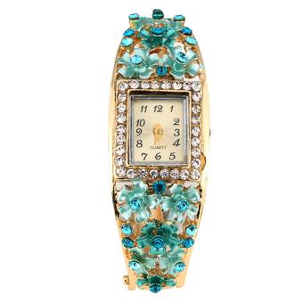 Bangle Watches 5 Colors Crystal Flower Bracelet Dress Quartz Watch NO.1 (Intl)  