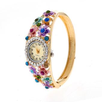 Bangle Watches Plated Crystal Flower Bracelet Quartz Casual Watch NO.1 (Intl)  