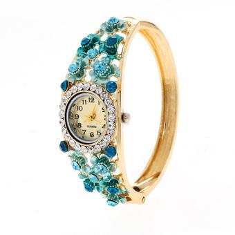 Bangle Watches Plated Crystal Flower Bracelet Quartz Casual Watch NO.3 (Intl)  