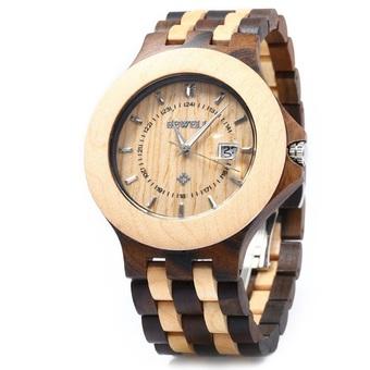 Bewell ZS - 080A Wooden Quartz Men Watch Date Luminous Waterproof - Intl  