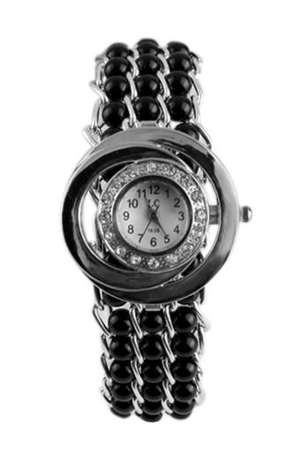 Blue lans Faux Pearl Watch Black  