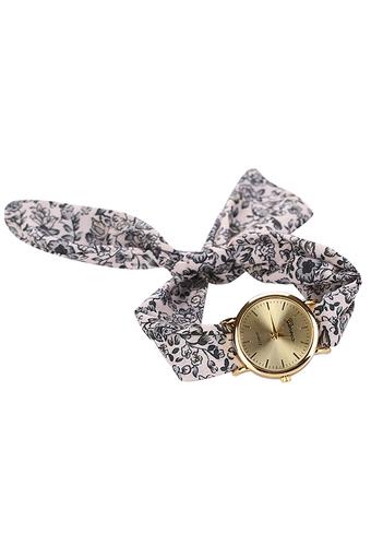 Blue lans Quartz Analog Women's Multicolor Vogue Floral Allover Cloth Scarf Watch  