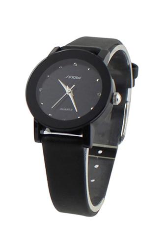 Blue lans Women's Black Leather Strap Watch  