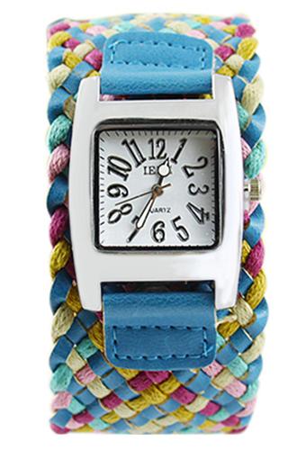 Blue lans Women's Braided Plaited Sky Blue Rope Wrap Strap Watch  