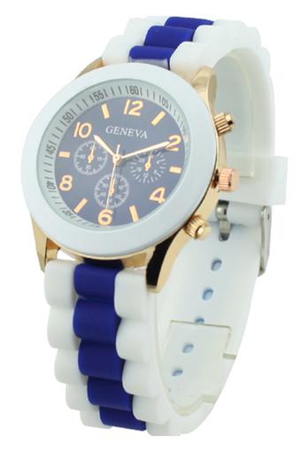 Blue lans Women's Cool Jelly Gel Quartz Analog Dark Blue Silicone Strap Watch  