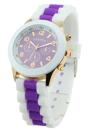 Blue lans Women's Cool Jelly Gel Quartz Analog Purple Silicone Strap Watch  