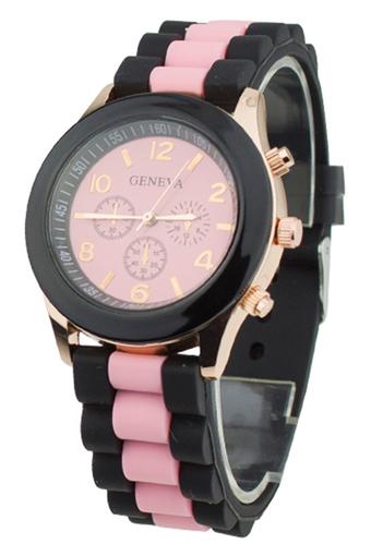 Blue lans Women's Jelly Gel Quartz Analog Sports Pink Silicone Strap Watch  