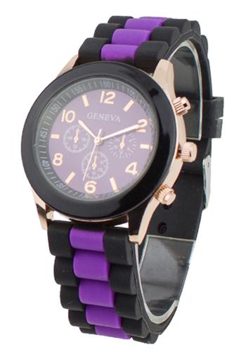 Blue lans Women's Jelly Gel Quartz Analog Sports Purple Silicone Strap Watch  