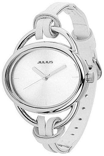 Blue lans Women's Oval Slim Faux Leather Analog Quartz Watch White  