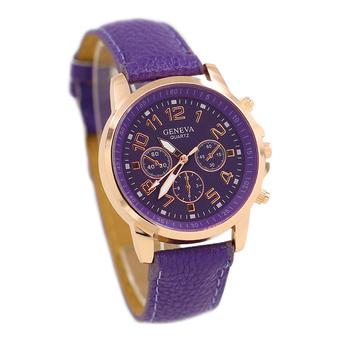 Blue lans Women's Purple Faux Leather Strap Watch  