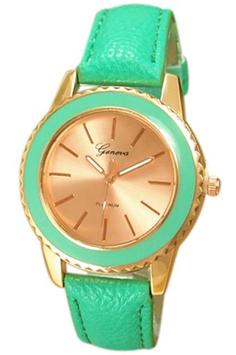 Blue lans Women's Rose Gold Plated Faux Leather Analog Quartz Watch Mint Green  