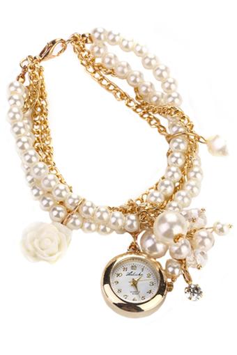 Blue lans Women's White Faux Pearl Watch  