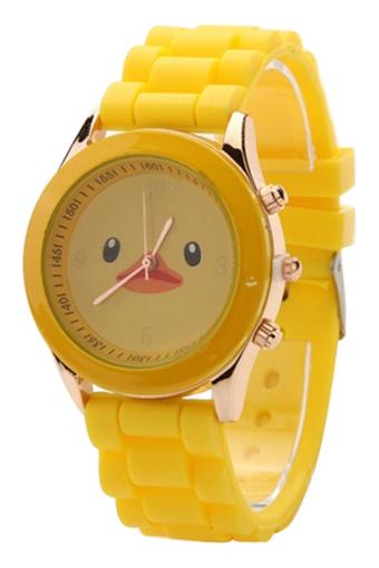 Blue lans Womens Duck Yellow Silicone Jelly Strap Watch  