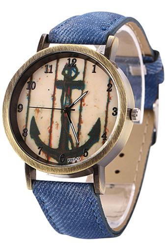 BlueLans Anchor Bronze - Jam Tangan Wanita - Dark Blue - Strap Denim  