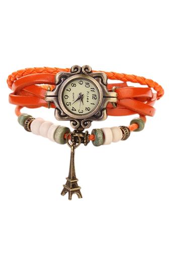 BlueLans Eiffel Tower Bracelet Watch - Jam Tangan Wanita - Oranye - Strap Leather  