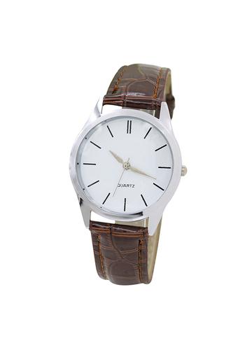 BlueLans Faux Brown Leather Strap Watch  