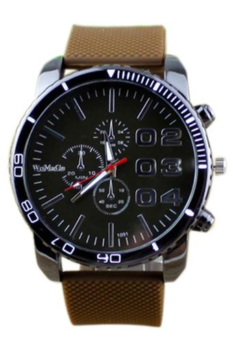 BlueLans Jam Tangan Pria - Cokelat - Strap Silikone/Rubber - 9518  