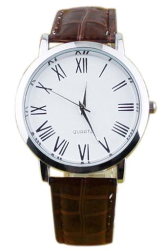 BlueLans Jam Tangan Pria - Coklat - Strap Kulit - Roman Numerals  