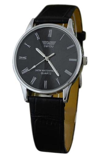 BlueLans Jam Tangan Unisex - Hitam - Strap Kulit - Roman Numeral  