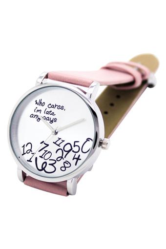 BlueLans Jam Tangan Unisex - Pink - Strap Leather - Arabic Numerals Letters  