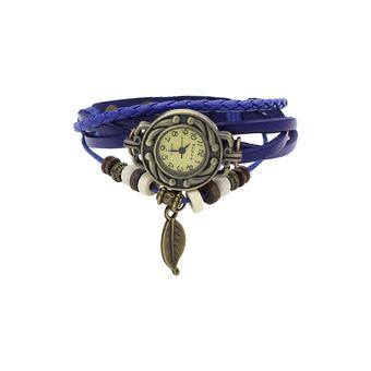 BlueLans Jam Tangan Wanita - Biru - Strap Kulit - Tree Leaf Artificial  