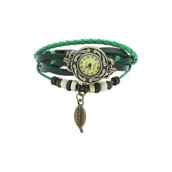 BlueLans Jam Tangan Wanita - Hijau - Strap Kulit - Tree Leaf Artificial  