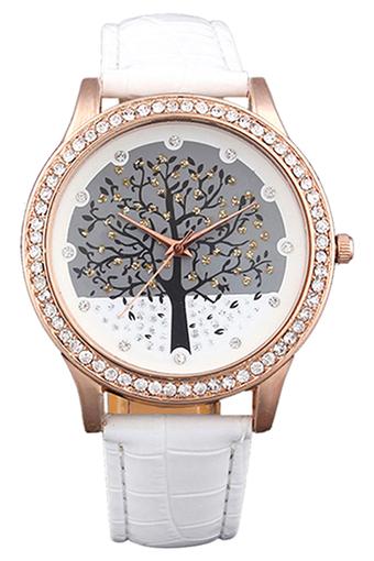 BlueLans Jam Tangan Wanita - Hitam - Strap Leather - Life Tree Pattern  