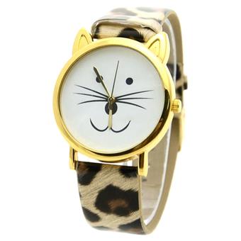 BlueLans Jam Tangan Wanita - Leopard - Strap Kulit - Cat  