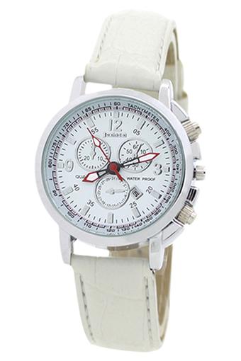 Bluelans Faux Leather Quartz Analog Wrist Watch White  