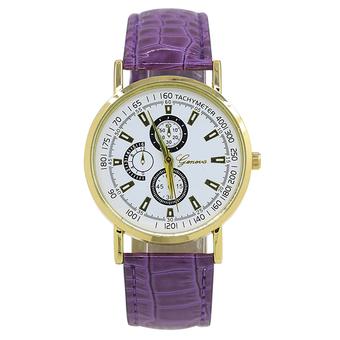 Bluelans Geneva Unisex 3 Sub-Dial Scale Faux Leather Analog Quartz Wrist Watch Purple (Intl)  