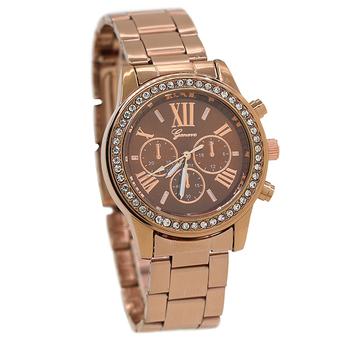 Bluelans Geneva Women's Men's Roman Number Crystal Analog Quartz Wrist Watch Coffee (Intl)  