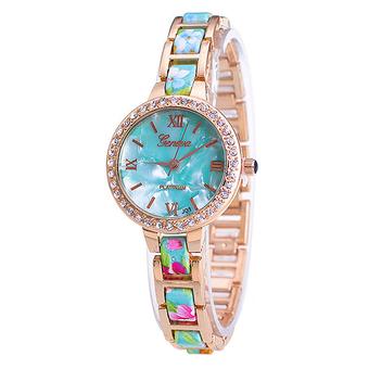 Bluelans Girl's Geneva Flower Rhinestone Roman Numbers Quartz Wrist Watch (Intl)  